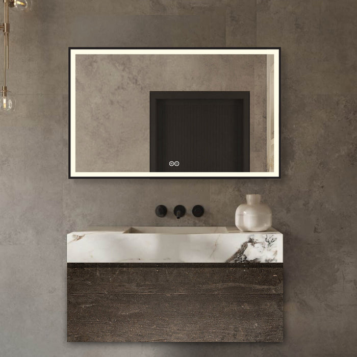 Vtw Living - Badkamerspiegel met Verwarming Zwarte Rand - 60 x 60 cm