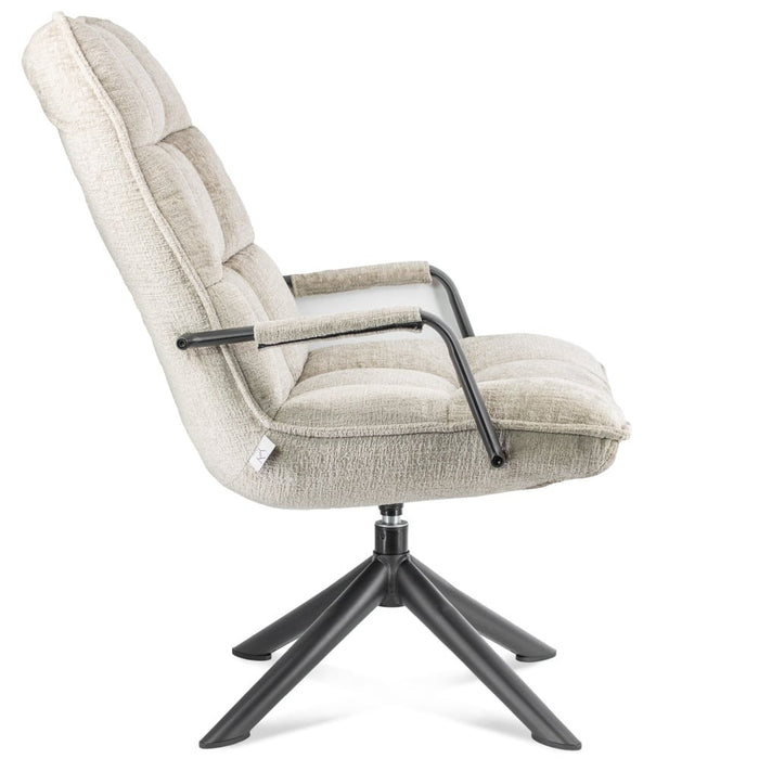 Draaifauteuil Met Armleuning - Fauteuil - Zand - 70 x 80 x 100 cm