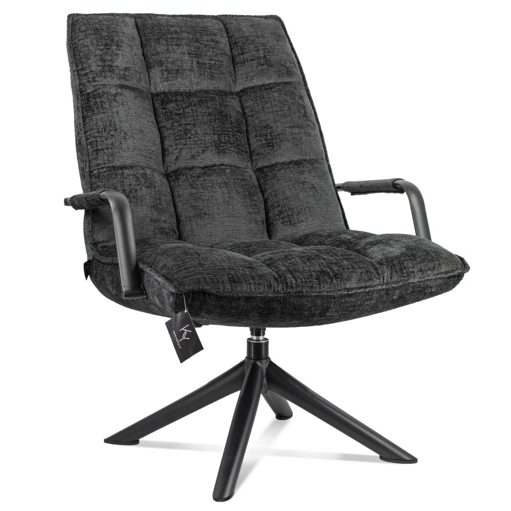 Draaifauteuil Met Armleuning - Fauteuil - Antraciet - 70 x 80 x 100 cm