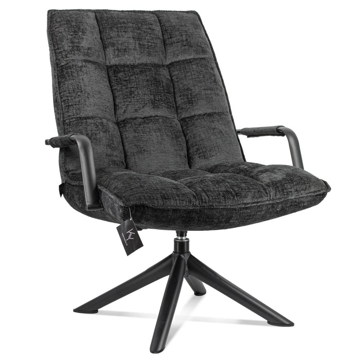 Draaifauteuil Met Armleuning - Fauteuil - Antraciet - 70 x 80 x 100 cm