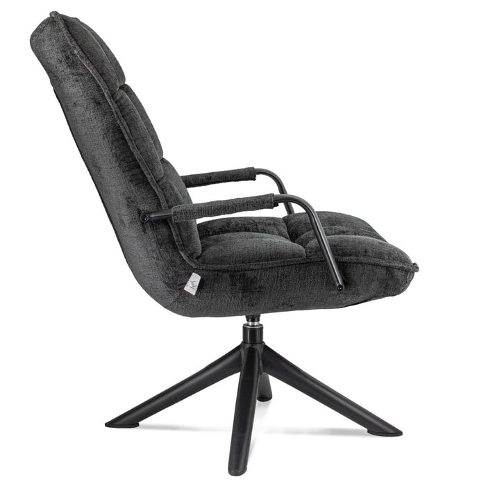 Draaifauteuil Met Armleuning - Fauteuil - Antraciet - 70 x 80 x 100 cm