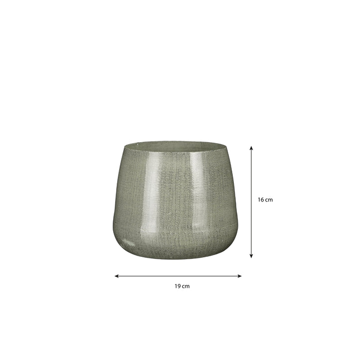 Mica Decorations Benson Bloempot - H16 x Ø19 cm - Metaal - Lichtgrijs