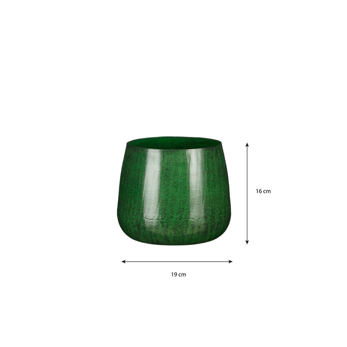 Mica Decorations Benson Bloempot - H16 x Ø19 cm - Metaal - Donkergroen
