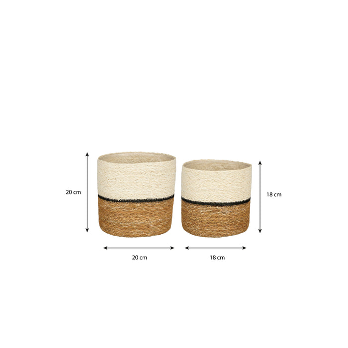Mica Decorations Damian Plantenmand - Set van 2 - Ø20 cm - Zeegras
