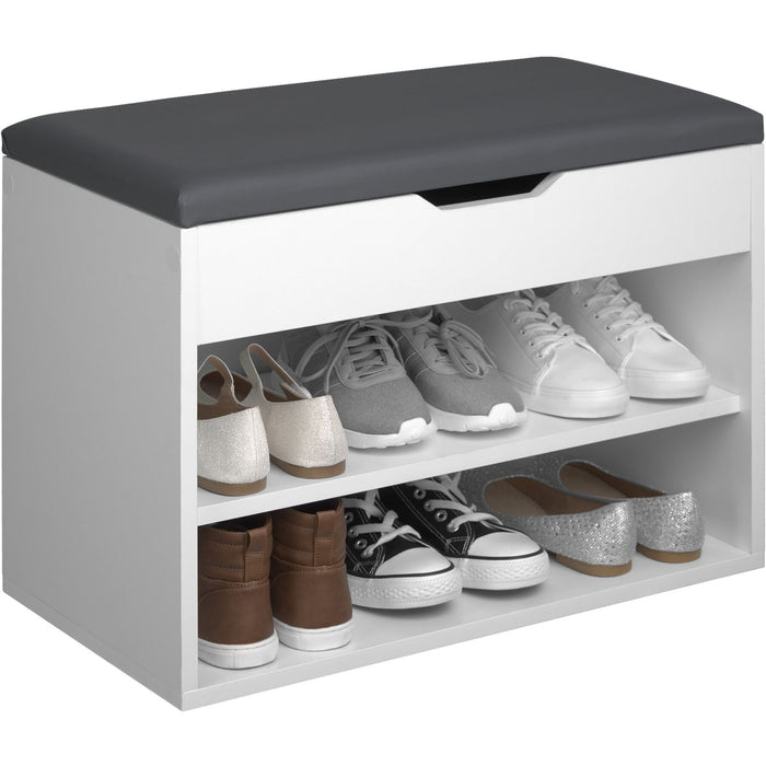 tectake® Schoenenkast Jasmina met zitkussen 60x30x43,5cm