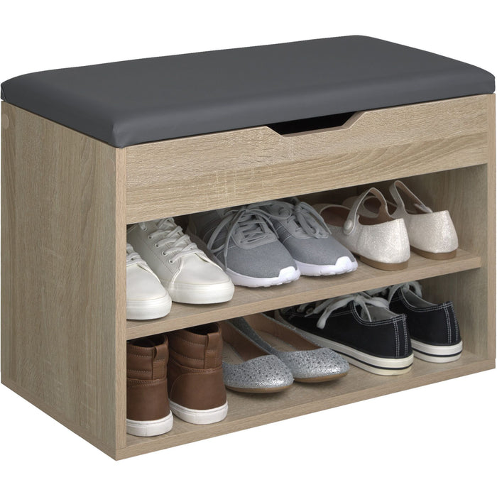 tectake® Schoenenkast Jasmina met zitkussen 60x30x43,5cm