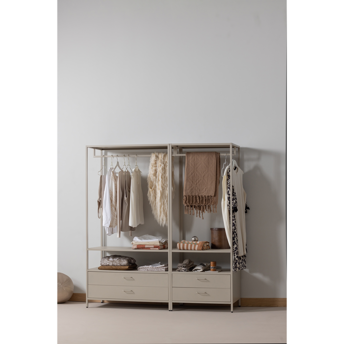 WOOOD Ferris Open Kledingkast 100 cm - Metaal - Zand - 185x70x54