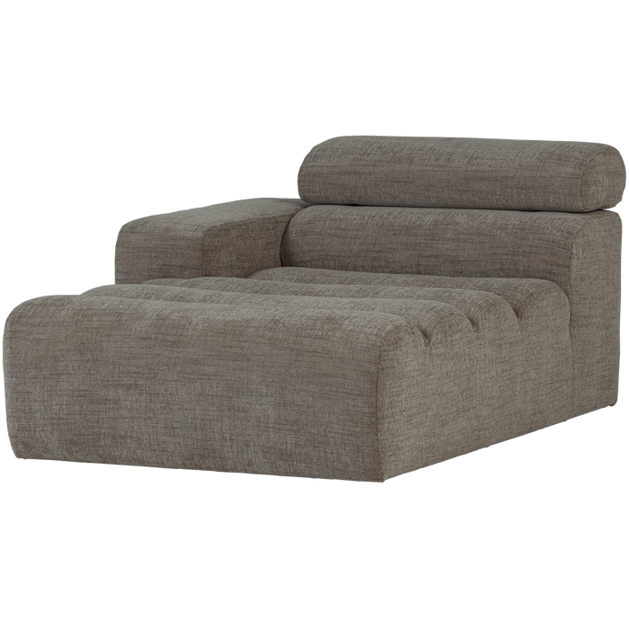 WOOOD Novi Chaise Longue Element Arm Links - Polyester- Grijs Melange