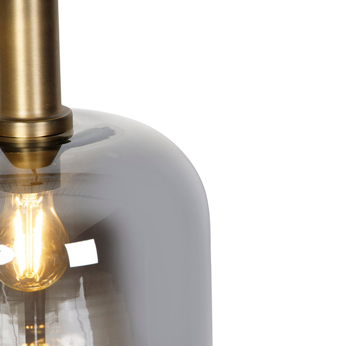 QAZQA Smart hanglamp zwart met goud en smoke glas incl. Wifi A60 -