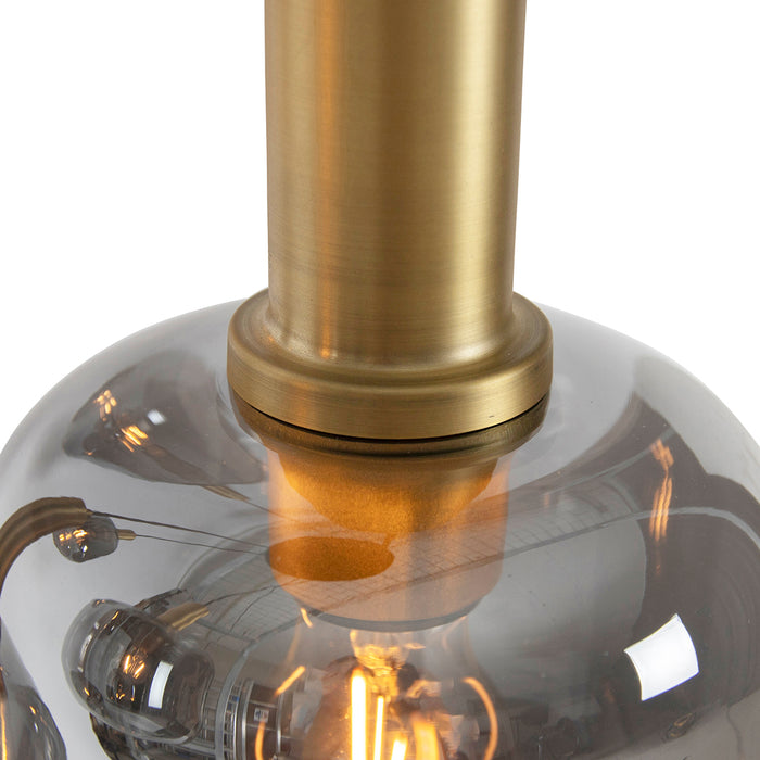 QAZQA Smart hanglamp zwart met goud met smoke glas incl. 5 Wifi A60 -