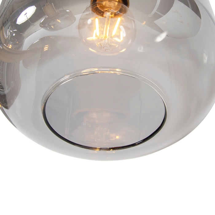 QAZQA Smart hanglamp zwart met goud met smoke glas incl. 5 Wifi A60 -