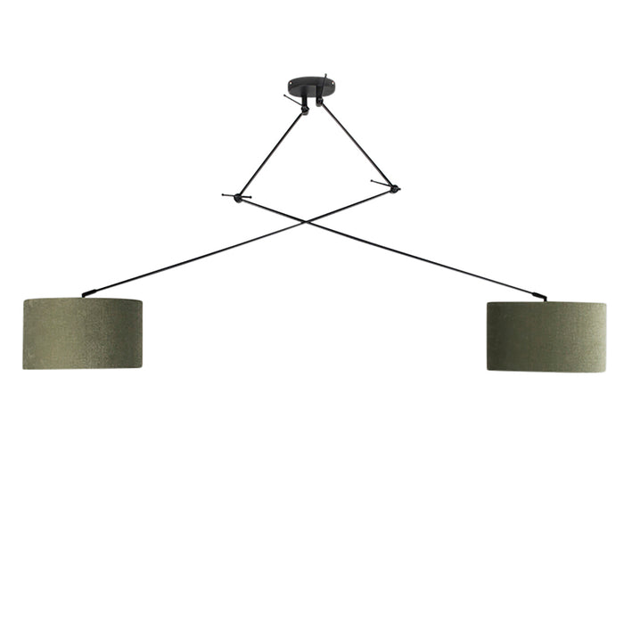 QAZQA Smart hanglamp zwart met kap 35 cm groen incl. 2 Wifi A60 -