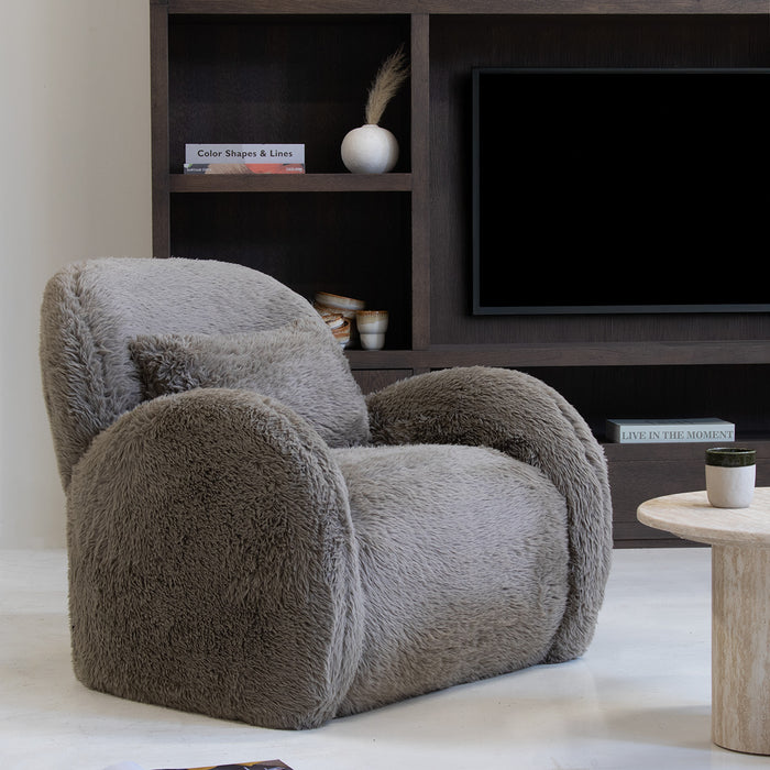 DÉJA Living - Fauteuil Taupe Fluffy - Zithoogte 42cm - Alta