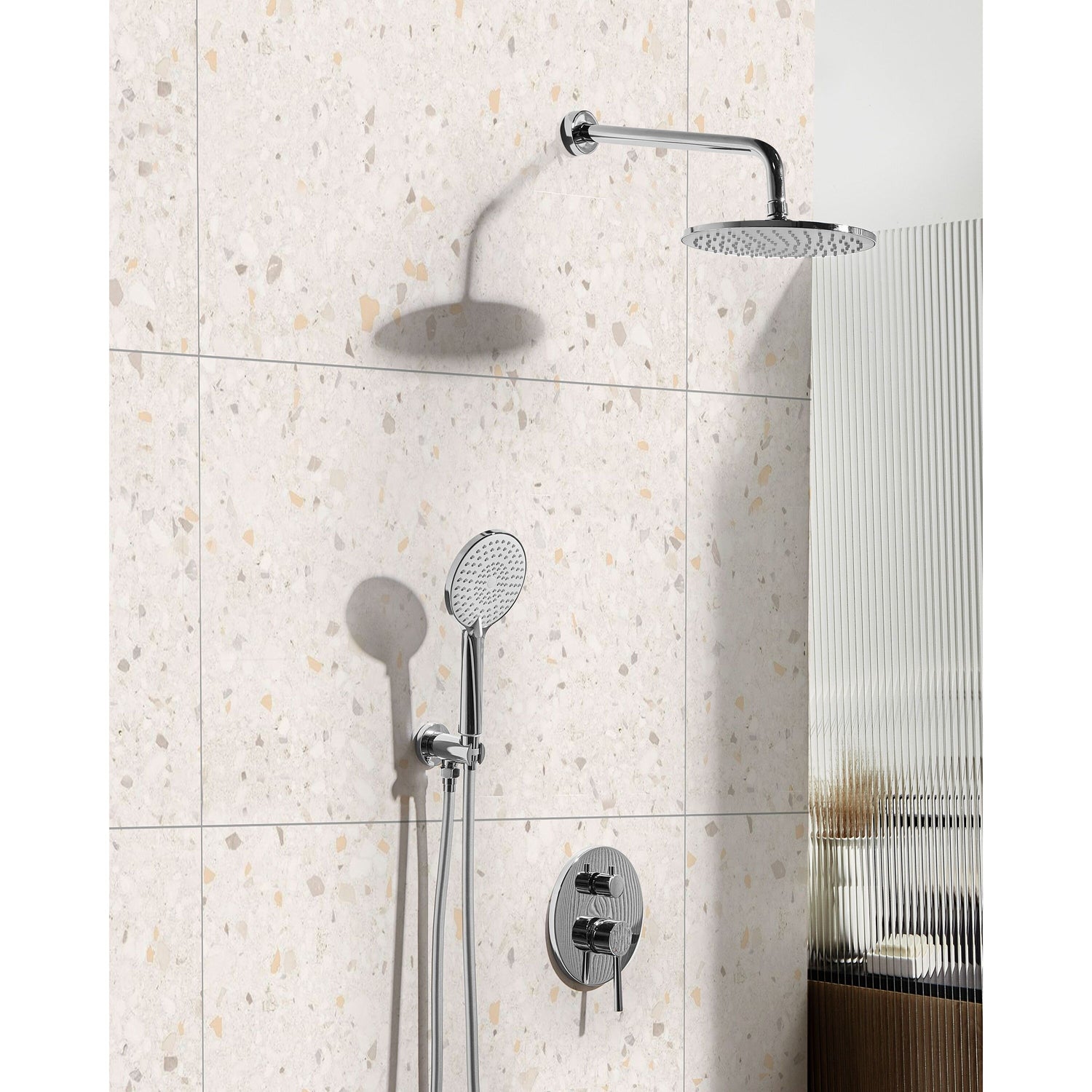 Beliani-PUELO-Ingebouwde doucheset met regendouche-Zilver-Messing