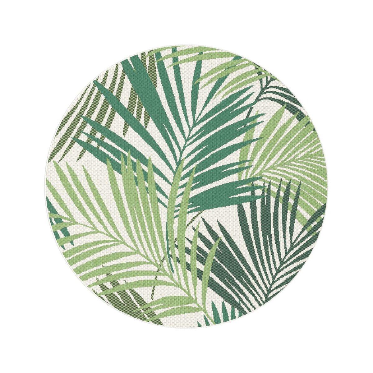Boho&me Rond buitenkleed palmbladeren - Verdant Palm groen - 120 cm