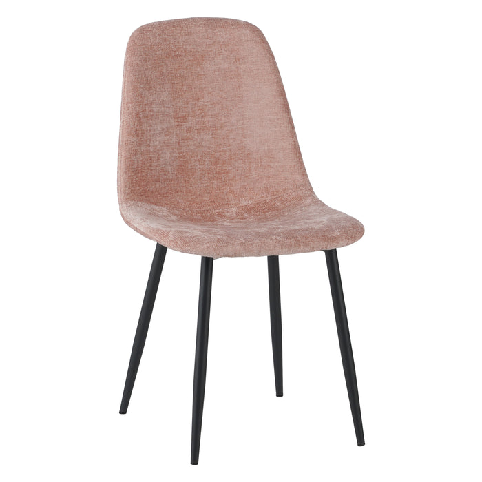 by fonQ basic Sweep Eetkamerstoel Chenille - Set van 4 - Oudroze