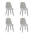by fonQ basic Sweep Eetkamerstoel Bouclé - Set van 4 - Naturel Melange