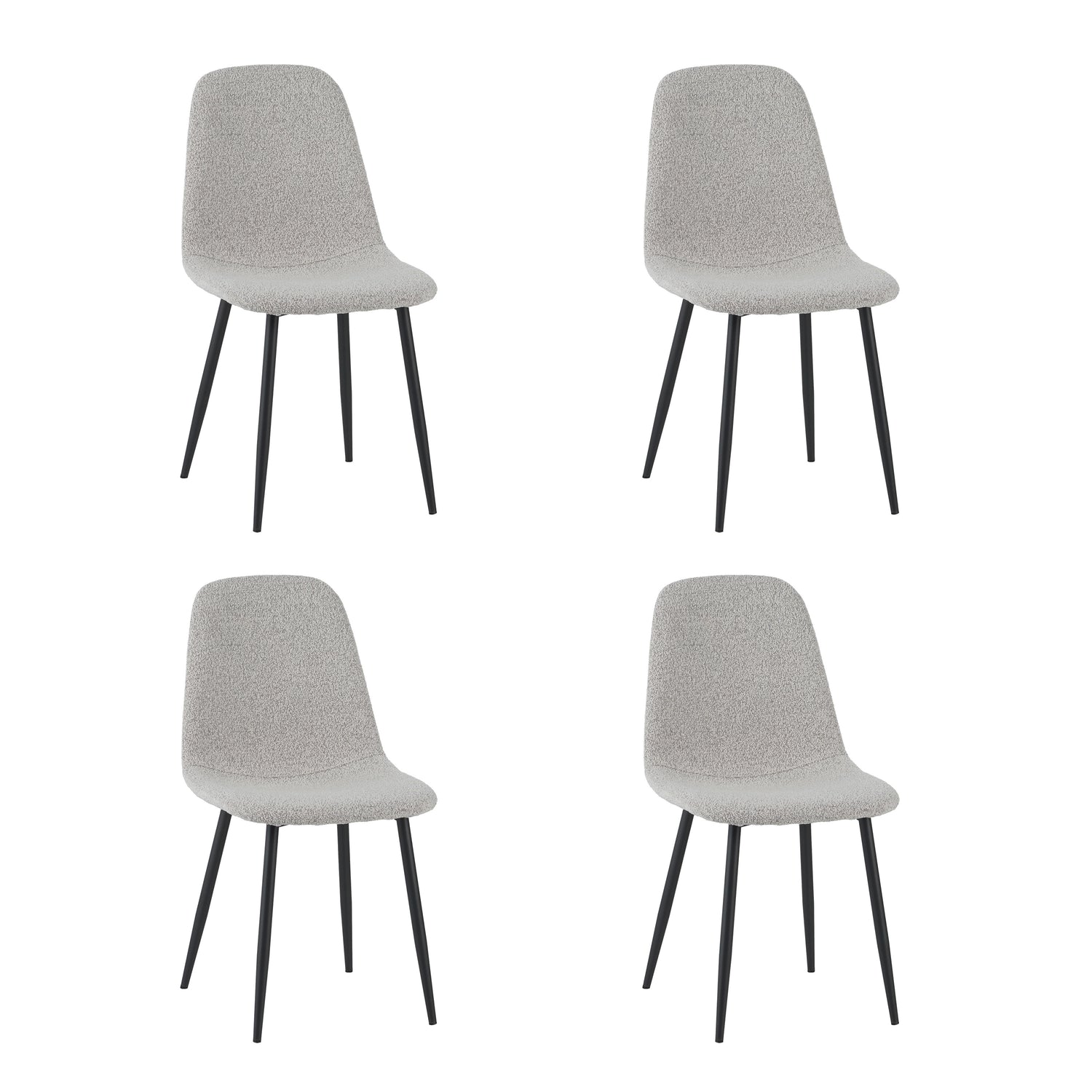 by fonQ basic Sweep Eetkamerstoel Bouclé - Set van 4 - Naturel Melange