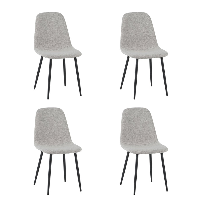 by fonQ basic Sweep Eetkamerstoel Bouclé - Set van 4 - Naturel Melange