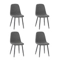 by fonQ basic Sweep Eetkamerstoel Bouclé - Set van 4 - Grijs