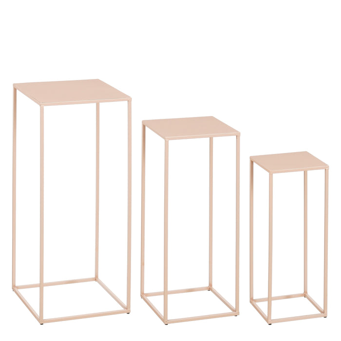 Mica Decorations Quinty Bijzettafel - Set van 3 - H70 cm - Lichtroze