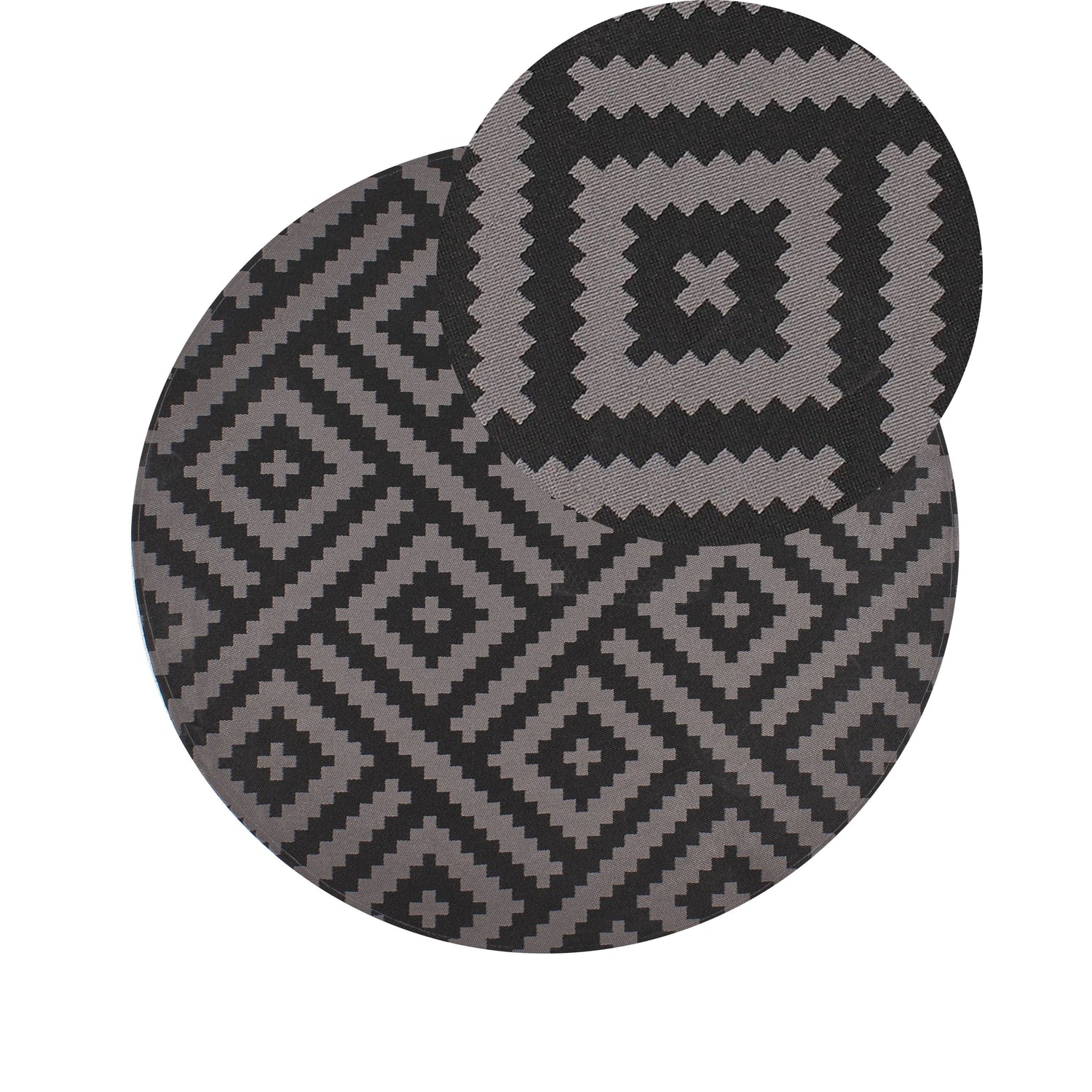 Beliani-AJMER-Outdoor vloerkleed-Grijs|Zwart-120 cm-Polypropyleen