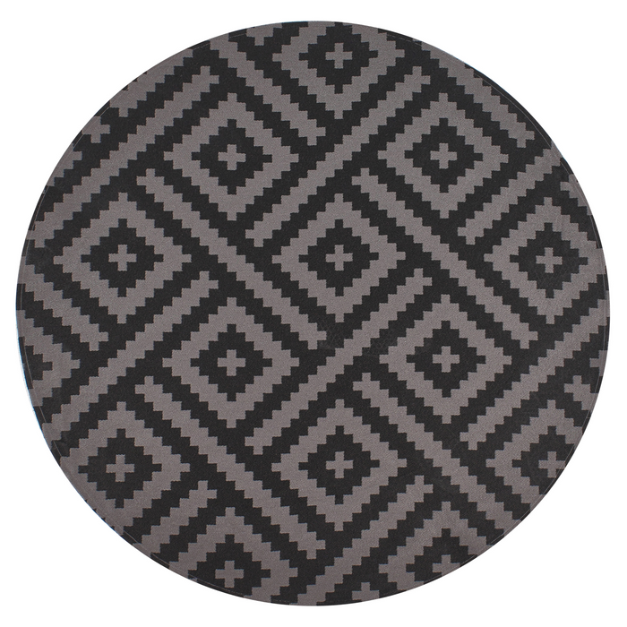 Beliani-AJMER-Outdoor vloerkleed-Grijs|Zwart-120 cm-Polypropyleen