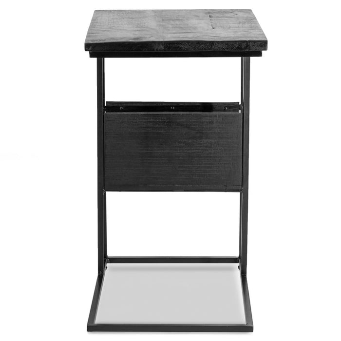 Vtw Living - Bijzettafel Mangohout Zwart - Industrieel - 48x32x55 cm