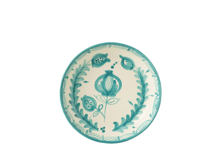 J-Line schaal Granada Low - keramiek - wit|aqua - large - Ø