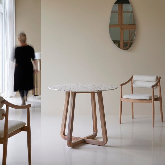 Tikamoon - Ronde tafel van premium terrazzo en massief acaciahout 90 …