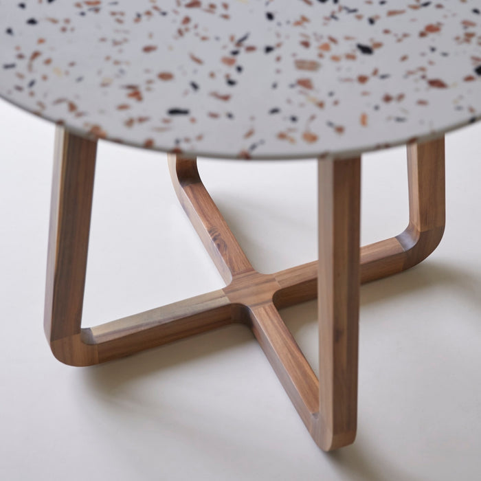 Tikamoon - Ronde tafel van premium terrazzo en massief acaciahout 90 …