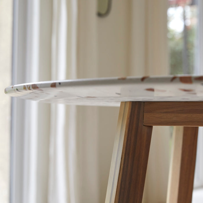 Tikamoon - Ronde tafel van premium terrazzo en massief acaciahout 90 …