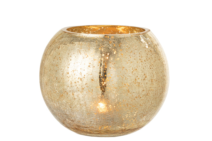 J-Line windlicht Bol Parel Effect - glas - goud - large