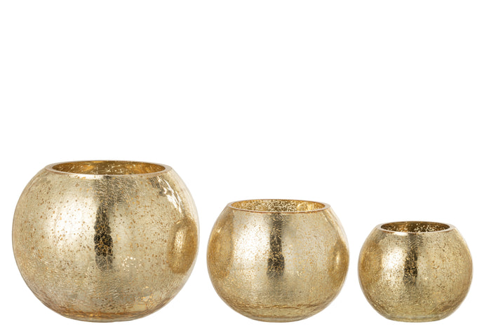 J-Line windlicht Bol Parel Effect - glas - goud - large