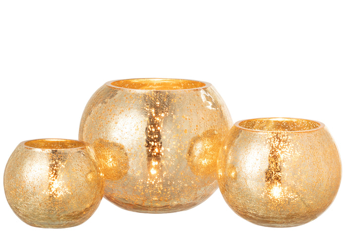 J-Line windlicht Bol Parel Effect - glas - goud - large