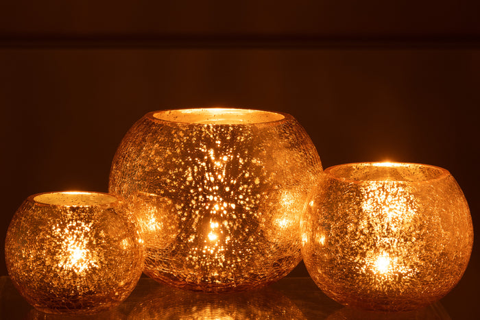 J-Line windlicht Bol Parel Effect - glas - goud - large