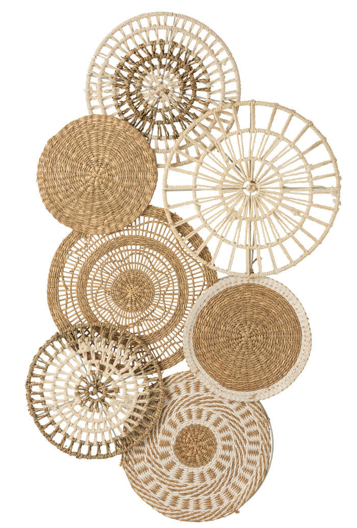 J-Line wanddecoratie Cirkels - jute - naturel