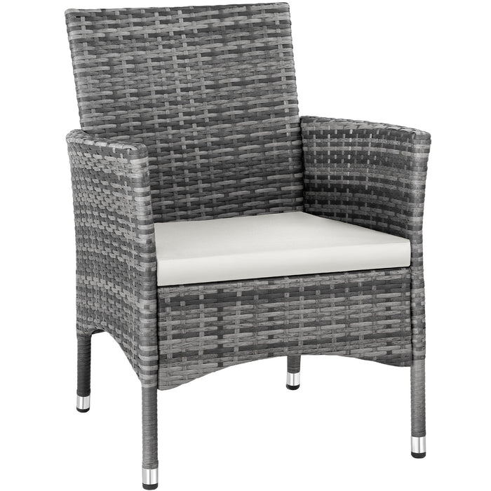 tectake® 2 Wicker tuinstoelen met 4 kussenhoezen  - Grijs|lichtgrijs