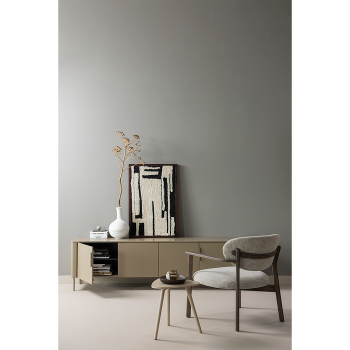 WOOOD Udar Fauteuil Met Houten Frame - Polyester - Donkerbruin