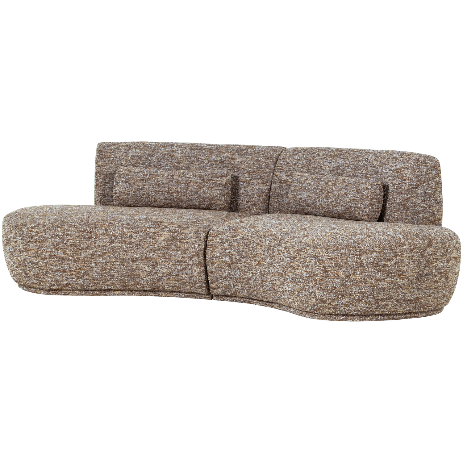 WOOOD Batavier Half Ronde Bank 4-Zits - Polyester - Lichtbruin