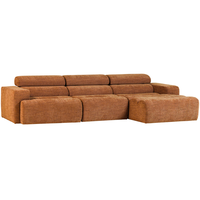 WOOOD Novi Chaise Longue Bank Rechts - Polyester - Oranje Melange