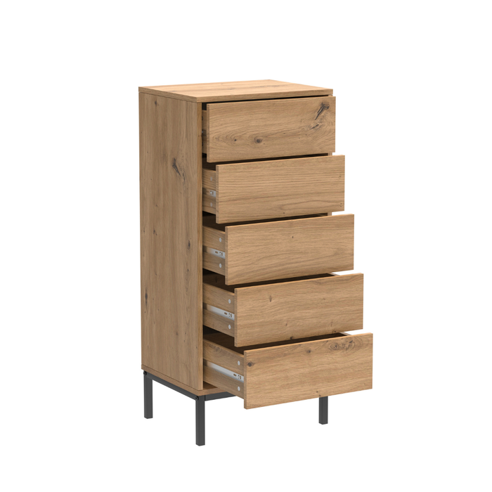 Calicosy - Hoog ladekast 5 laden LENNY - H100 cm - Metaal