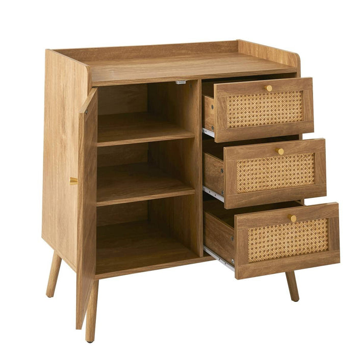Calicosy - Ladekast 1 deur 3 laden PALMO - L80 cm - Rotan