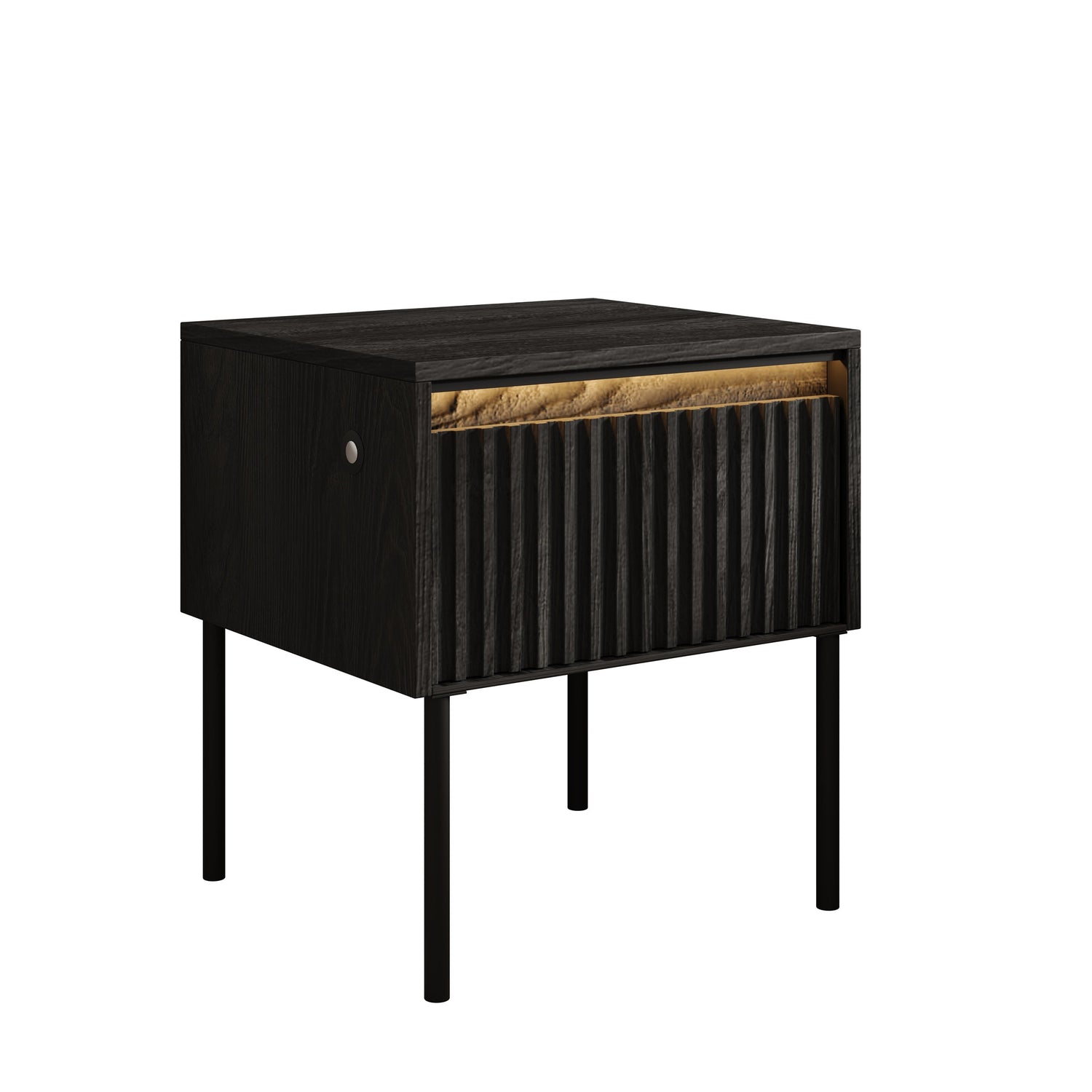 Meubella - Nachtkastje Timoteo - Mat zwart - 46 cm