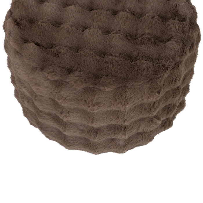 WOOOD Olven Poef Laag - Fluffy Stof - Bruin - 36x60x60