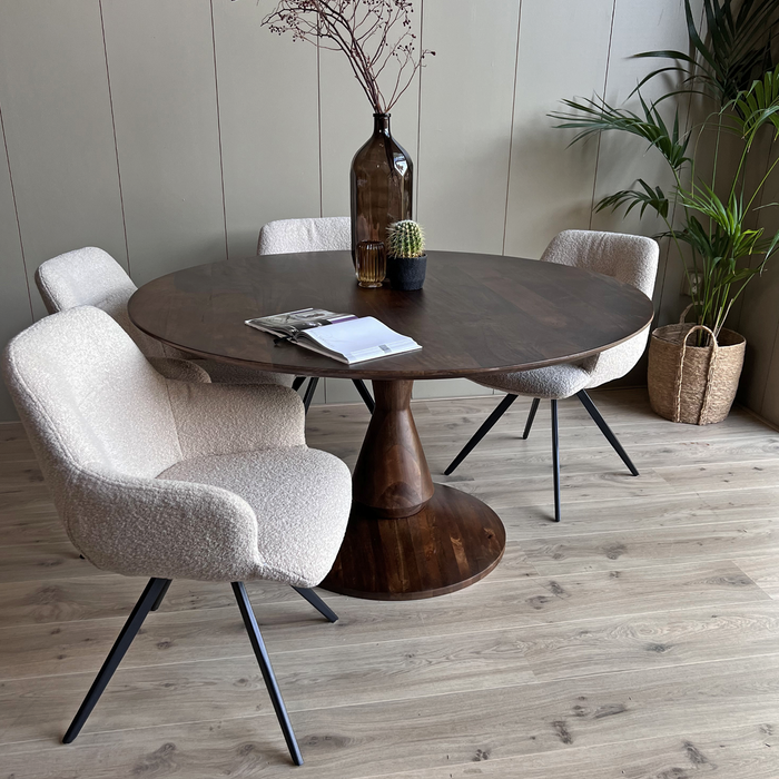 Eetkamertafel Mango Rond Walnoot 150cm