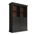 Meubella - Vitrinekast Leroy - Zwart eiken - 114 cm