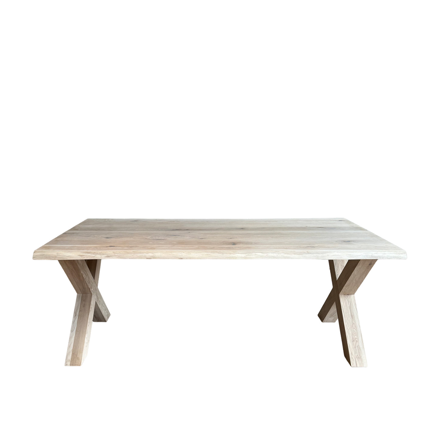 Boomstamtafel eiken 180x90cm met eiken X poten
