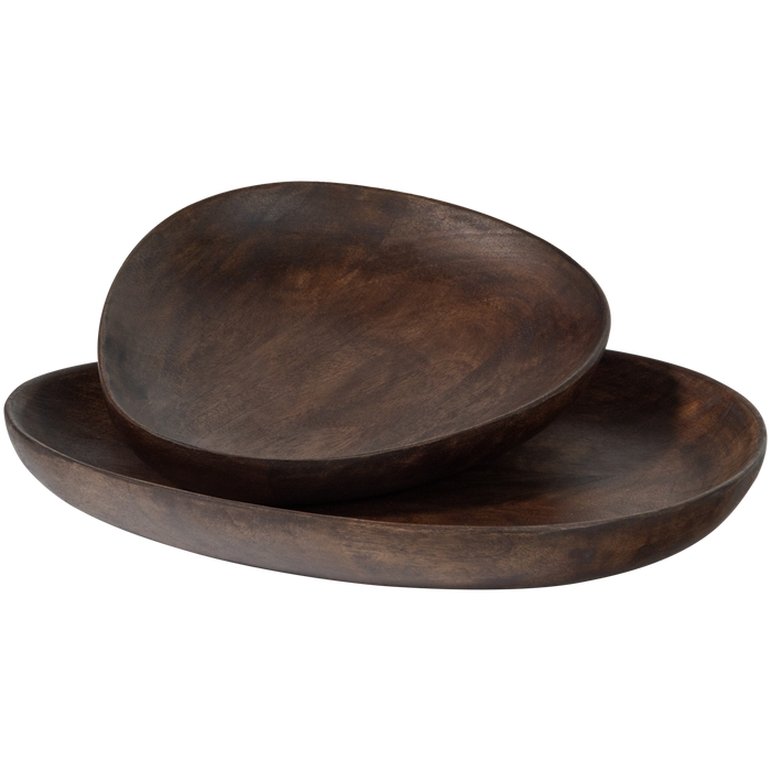 WOOOD Sevran Dienblad - Mango Hout - Donkerbruin - Set van 2