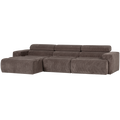WOOOD Novi Chaise Longue Bank Links - Ribstof - Grijsbruin